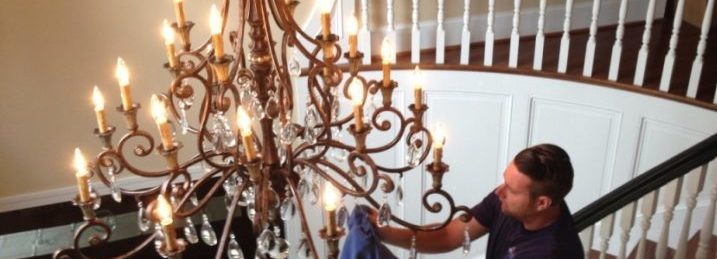 Light Fixture Cleaning Once the sun goes down, interior lighting can make or break a room. Our team delivers chandelier and light fixture cleaning solutions that prepare every light fixture to work its magic. We specialize in crystal, glass, and other delicate structures that need a careful hand to deliver an exceptional clean. Every member of our staff will: Hand-buff sconces, chandelier crystals, and other glass surfaces Use gentle cleaning detergents to revive the shine to the material